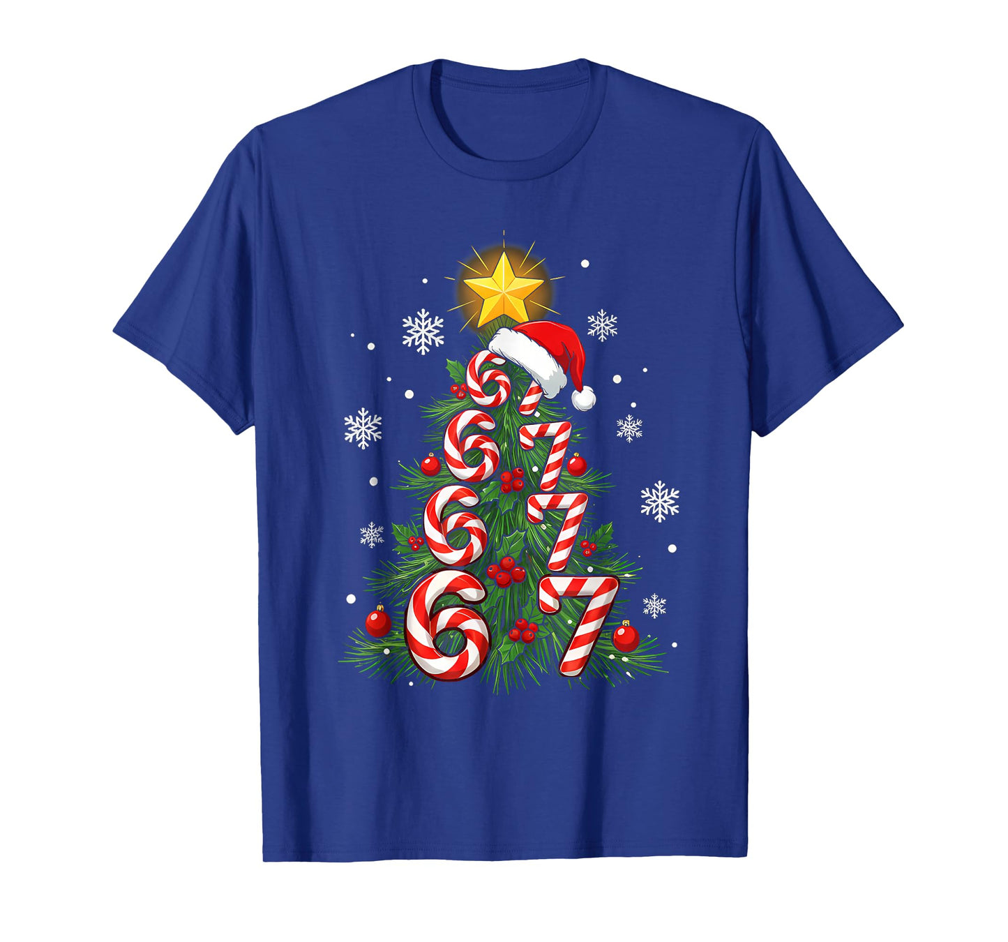 67 Christmas Tree Candy Cane Holiday Six Seven Meme Xmas T-Shirt