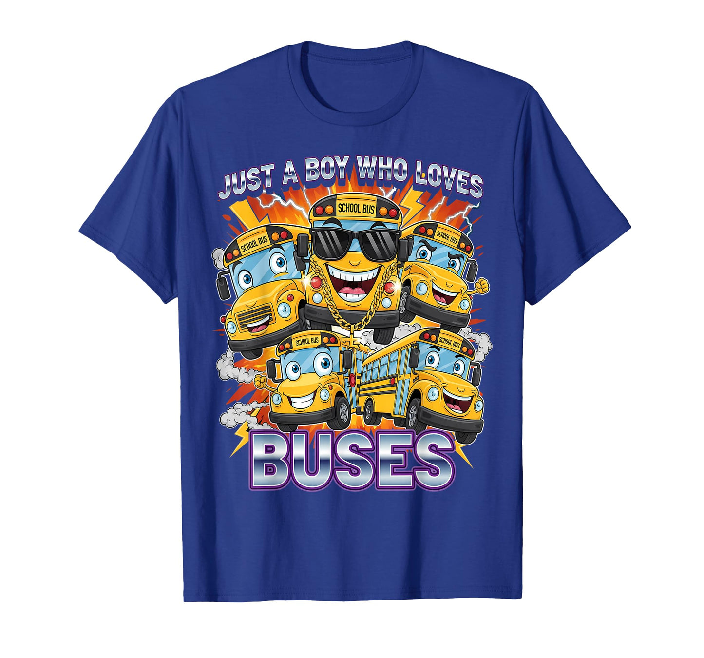 Just a Boy Who Loves Buses Bootleg School Bus Kids Boys T-Shirt