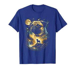Pug Howling to The Moon Vintage 90s Funny Dog Graphic T-Shirt