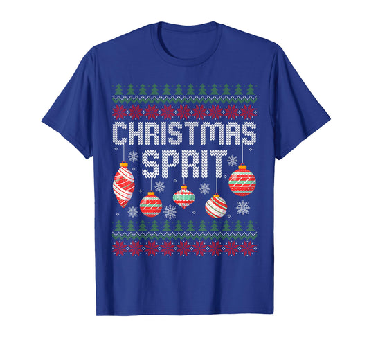 Christmas Spirit Matching Funny Couples Ugly Sweater T-Shirt