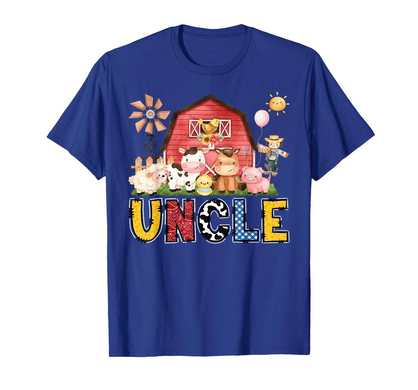 Uncle Farm Cow Birthday Boy Matching Family Party T-Shirt