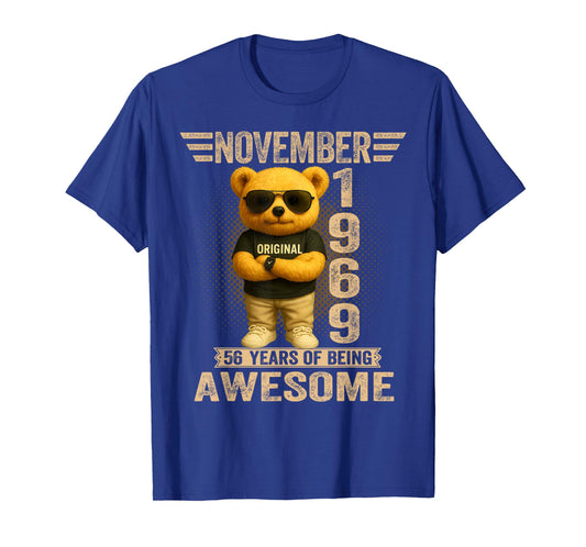56 Year Old November 1969 Teddy Bear 56th Birthday Men Women T-Shirt