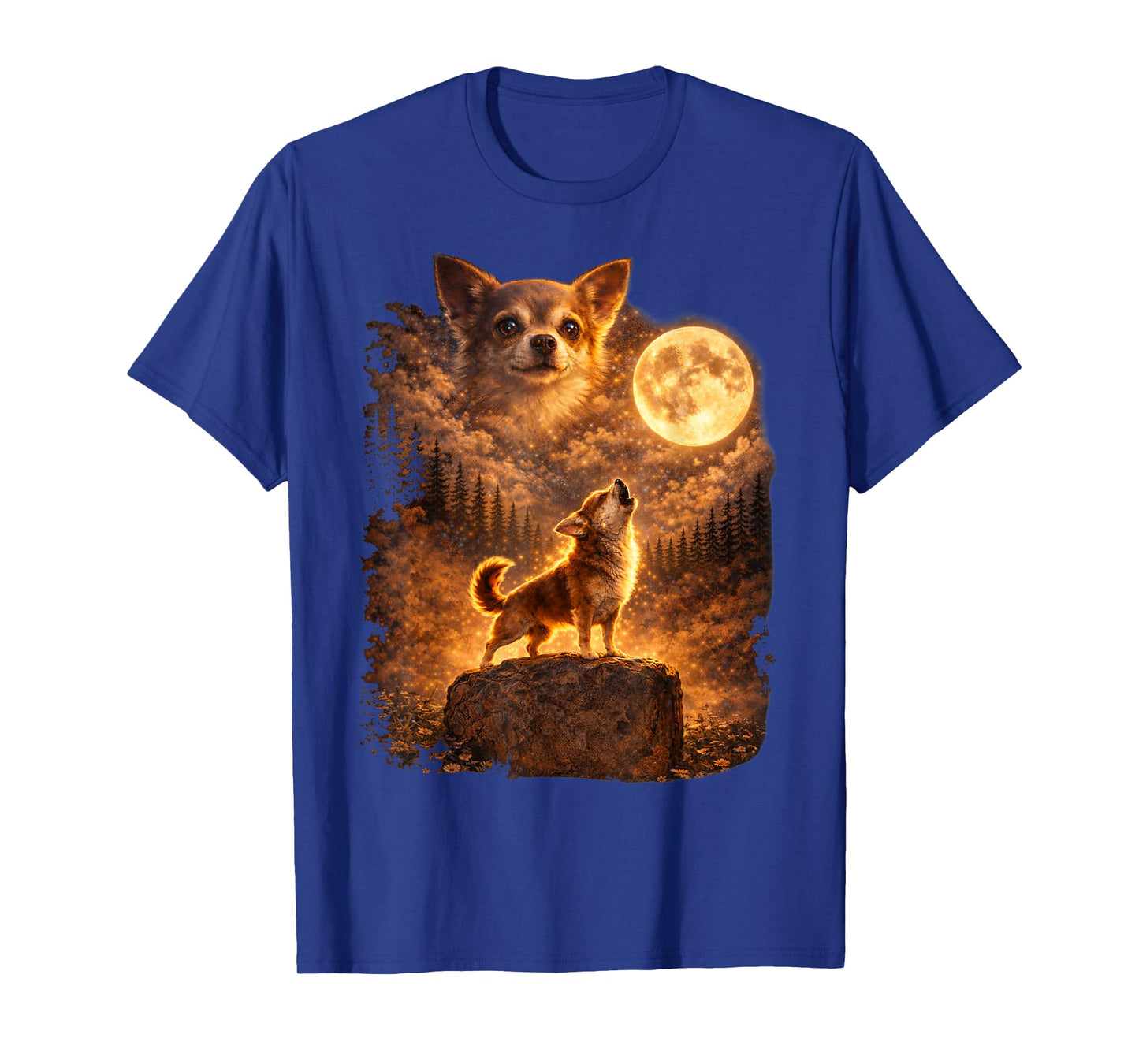 Chihuahua Howling to The Moon Funny Vintage Chihuahua Dog T-Shirt