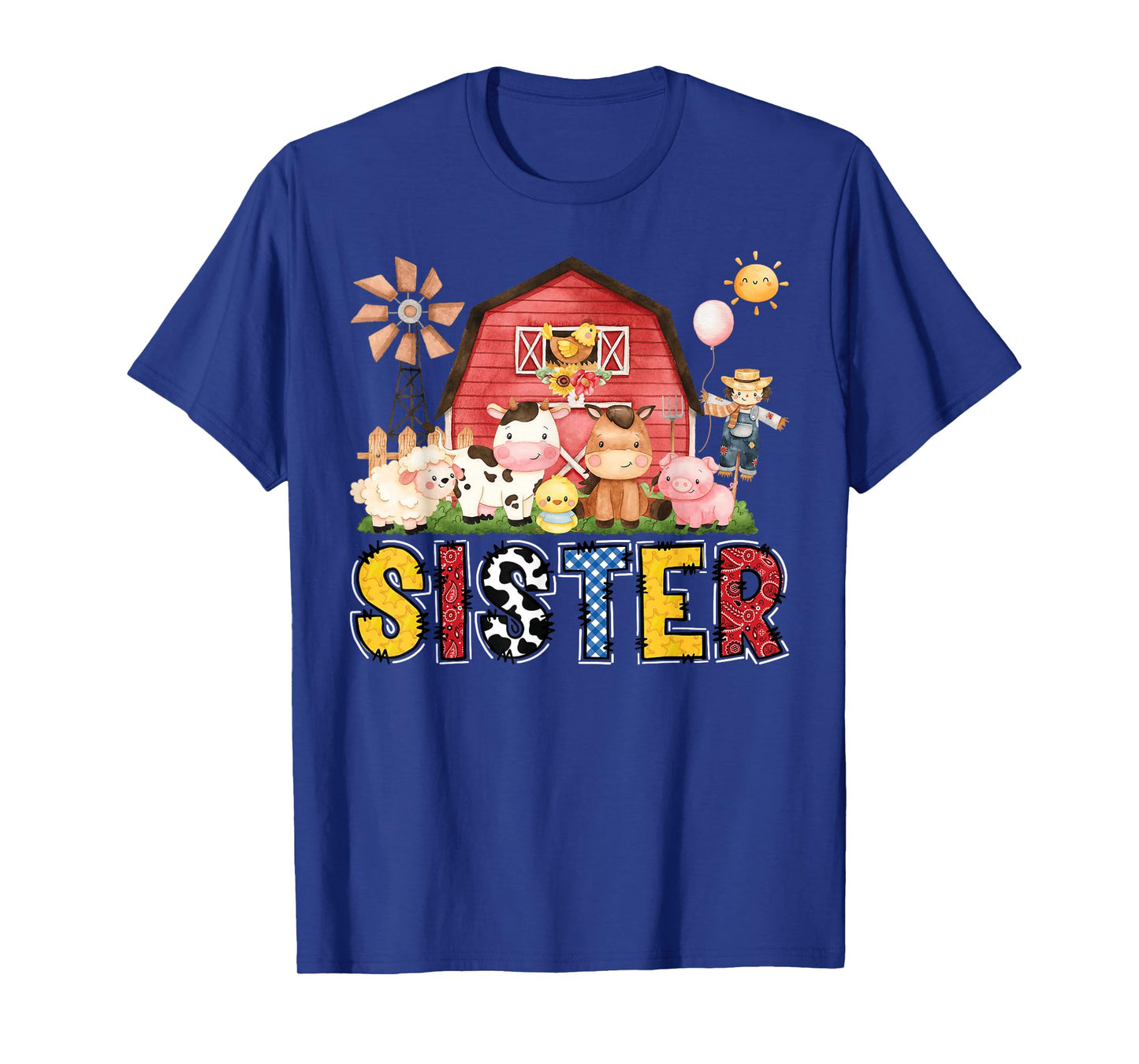 Sister Farm Cow Birthday Boy Matching Family Party T-Shirt