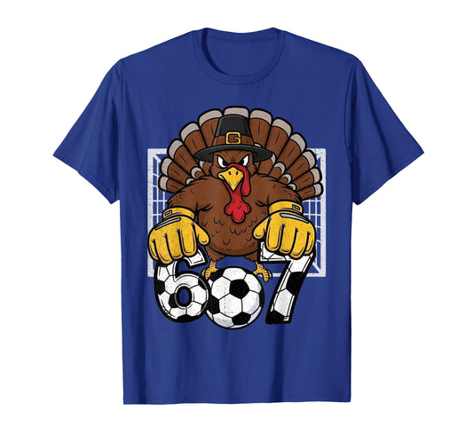 Turkey Goalie Soccer 67 Six Seven Boys Thanksgiving T-Shirt