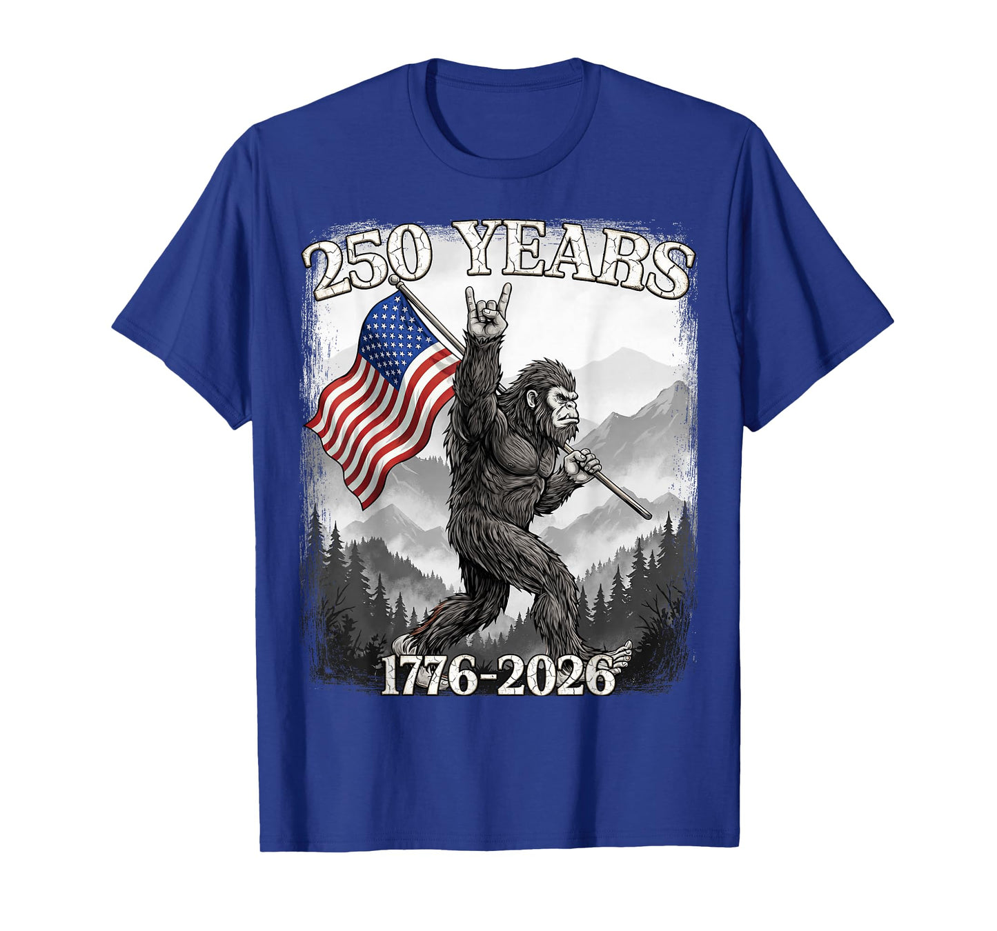 250 Years 1776–2026 Bigfoot & Flag American Patriotic T-Shirt