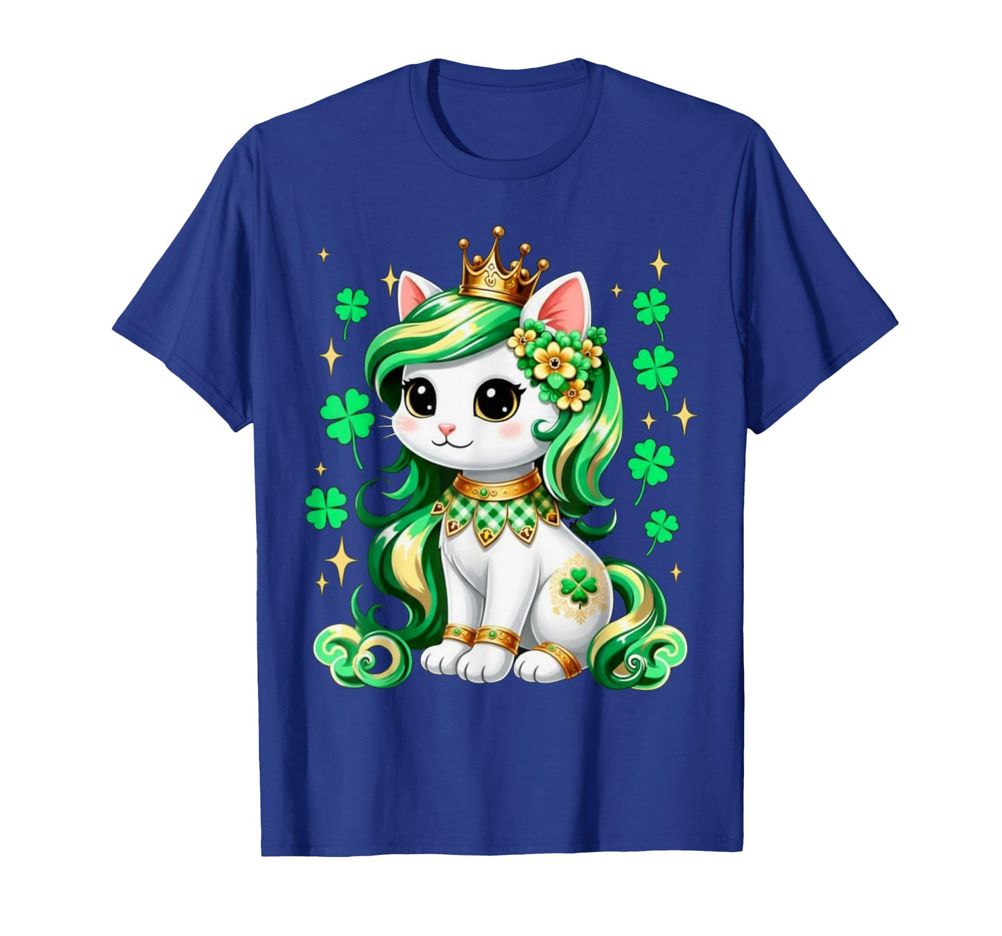 Cute Cat Shamrock St Patricks Day Girls Kids Women's T-Shirt