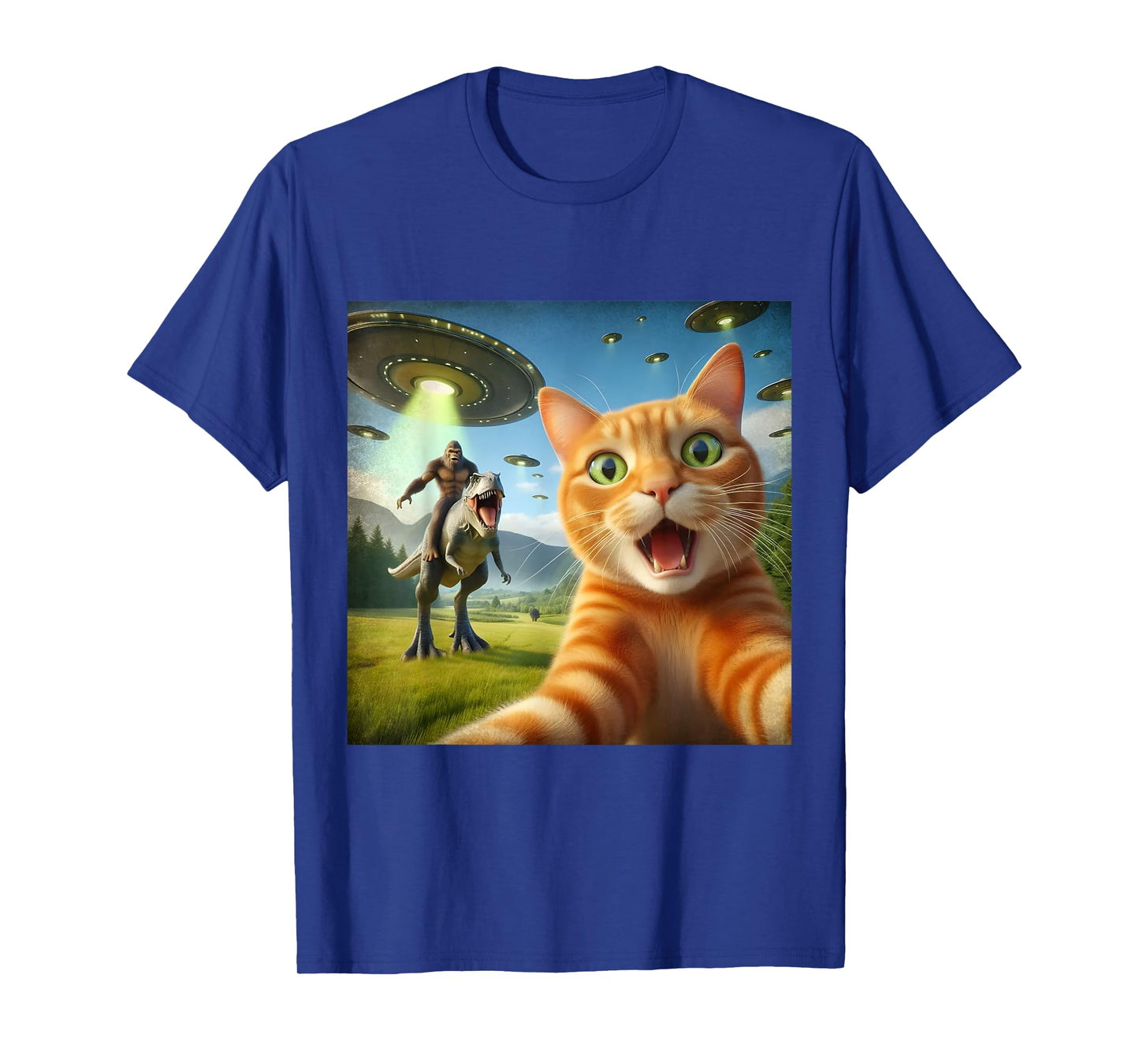 67 Cat Selfie UFO Bigfoot Funny Chaos Meme T-Shirt