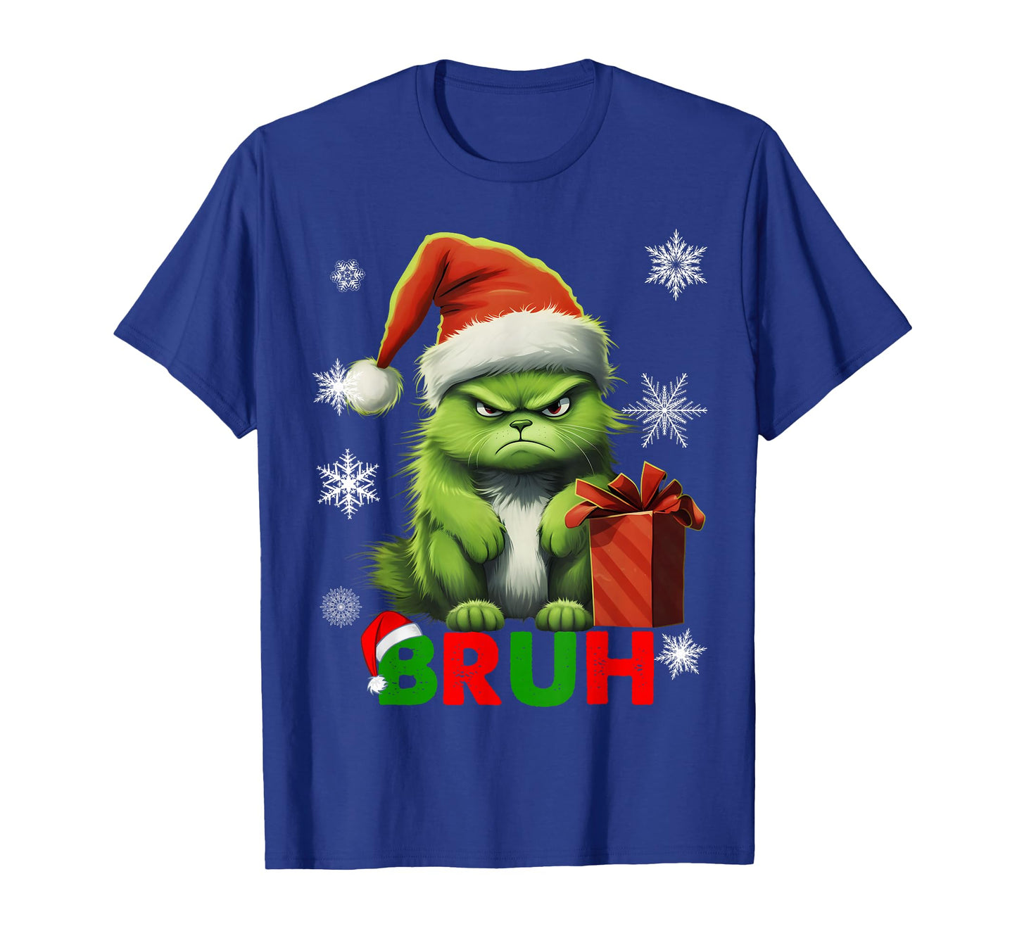 Cat Christmas Bruh Funny Xmas Y2K Meowy Cat Lovers Santa Hat T-Shirt