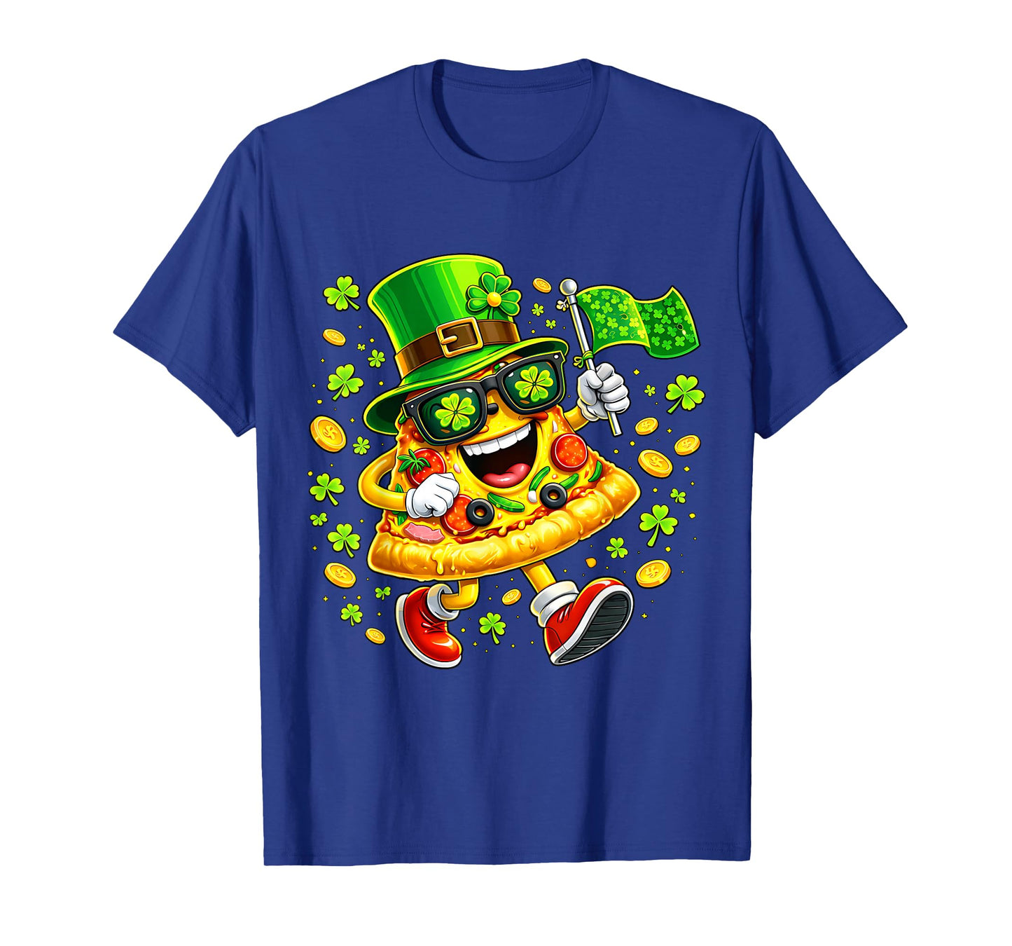 St Patrick’s Day Lucky Pizza Shamrock Leprechaun Hat Irish T-Shirt