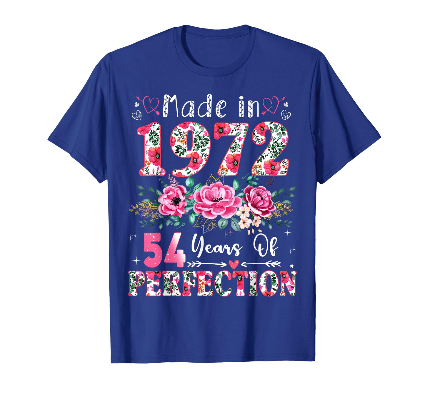 54 Year Old Made in 1972 Floral 54th Birthday Women T-Shirt