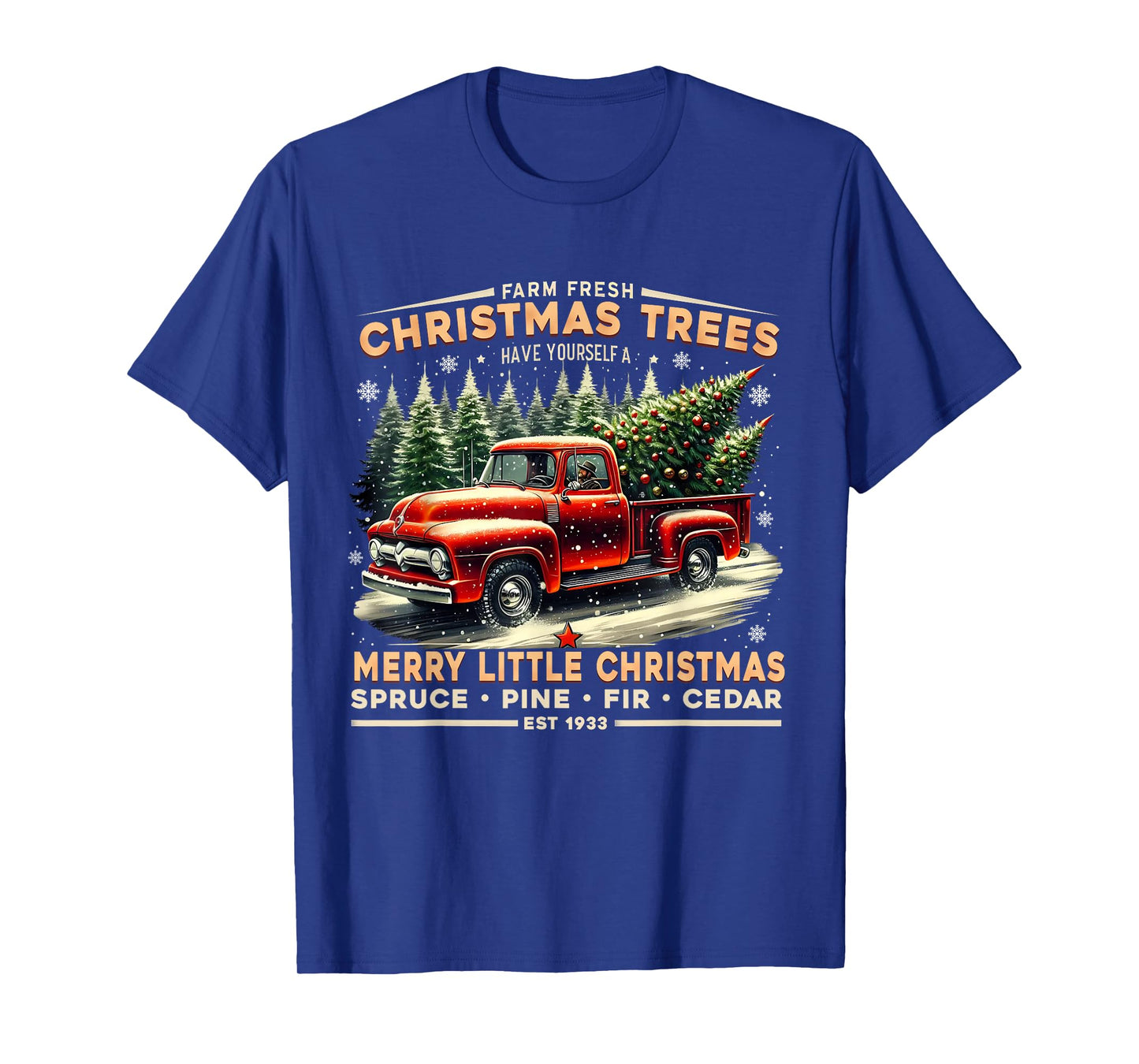 Farm Fresh Christmas Trees Vintage Truck Design T-Shirt