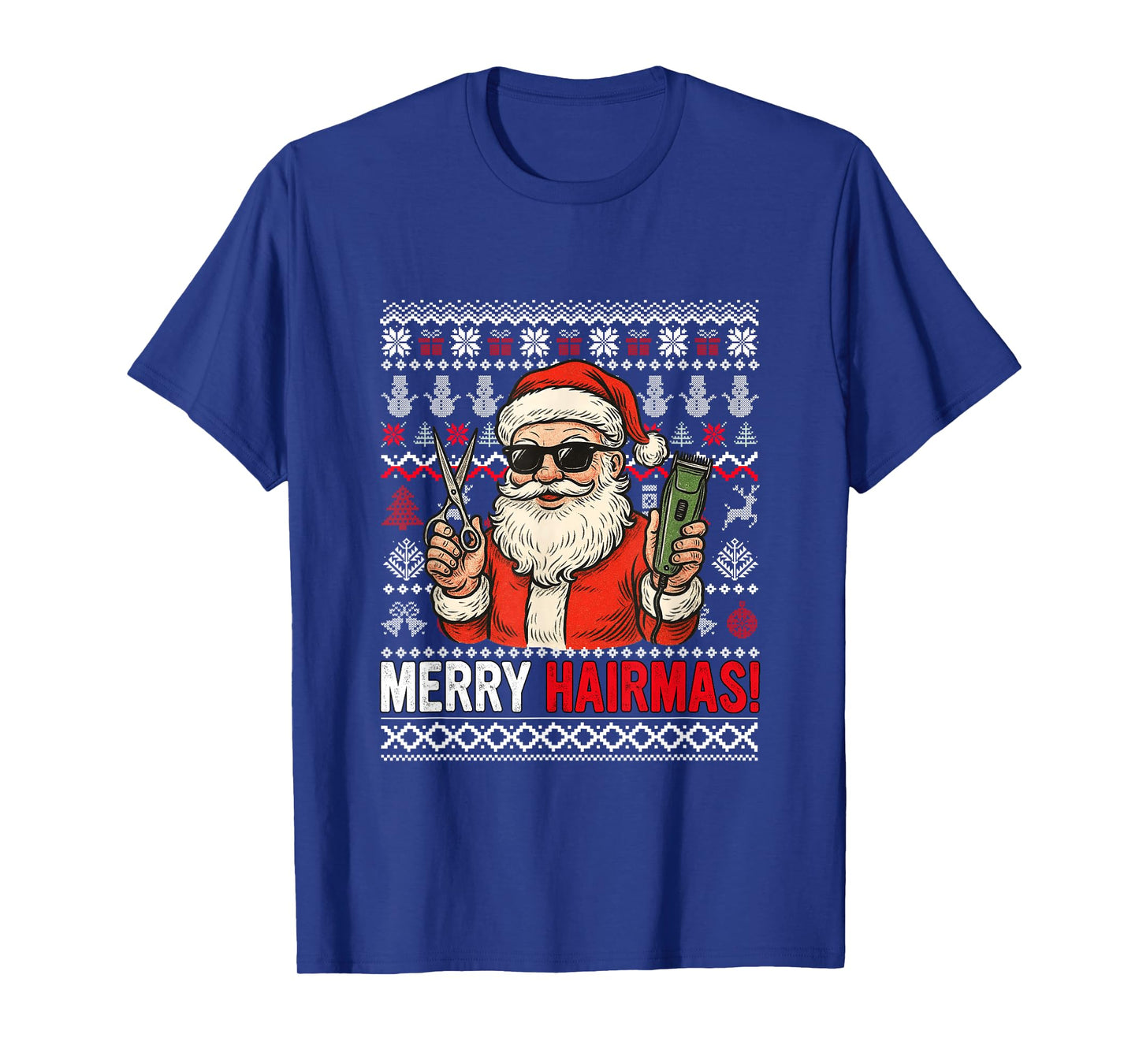 Merry Hairmas Christmas Sweater Santa Sunglasses Hairstylist T-Shirt