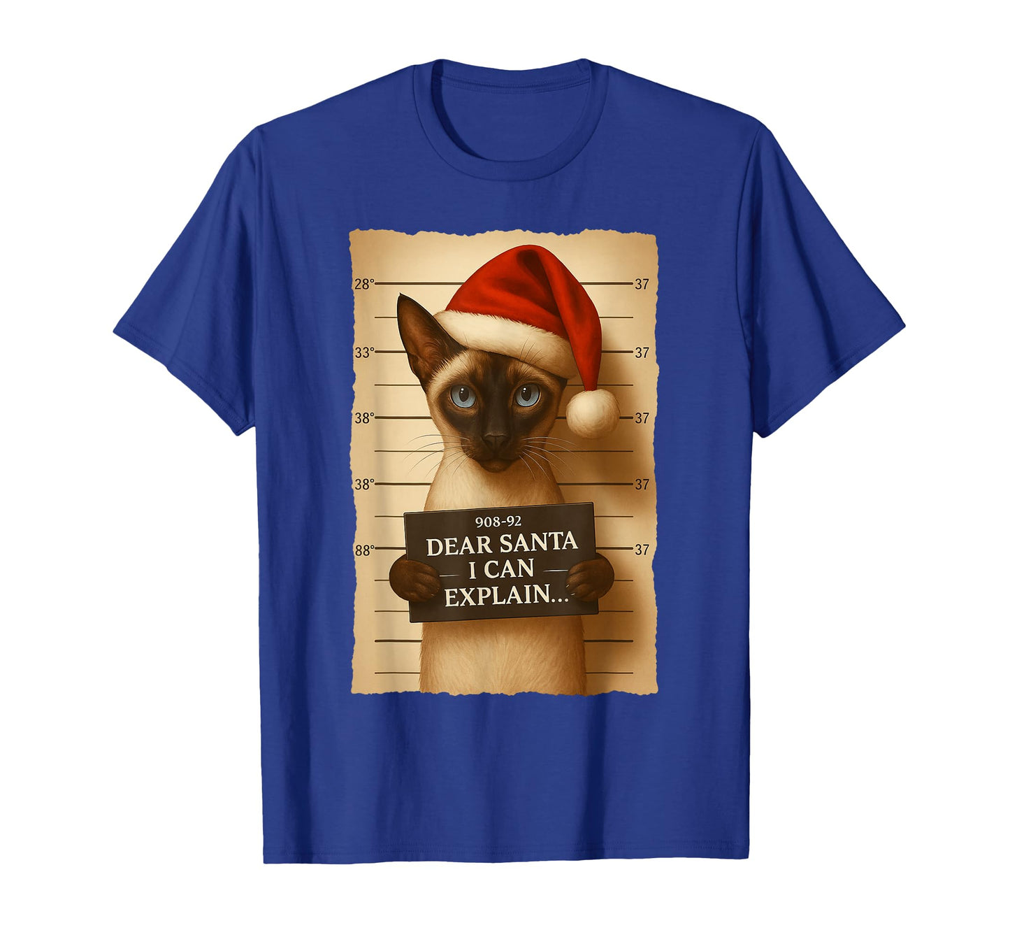 Funny Christmas Cat- Cute Siamese Santa Hat Tee T-Shirt
