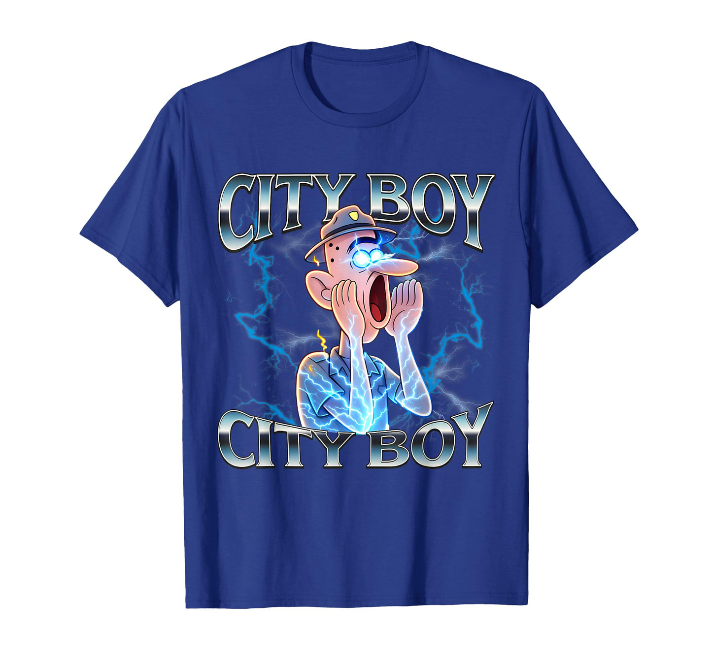 City Boy Brainrot Meme Reaction Loud Funny Cartoon T-Shirt