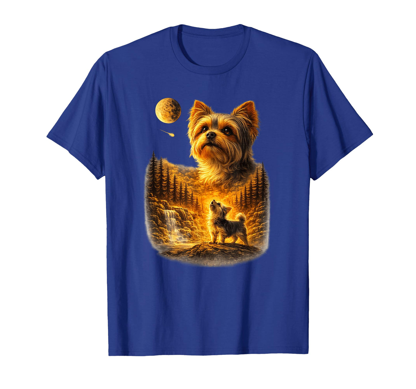Yorkshire Terri Howling to The Moon Vintage 90s Retro Animal T-Shirt