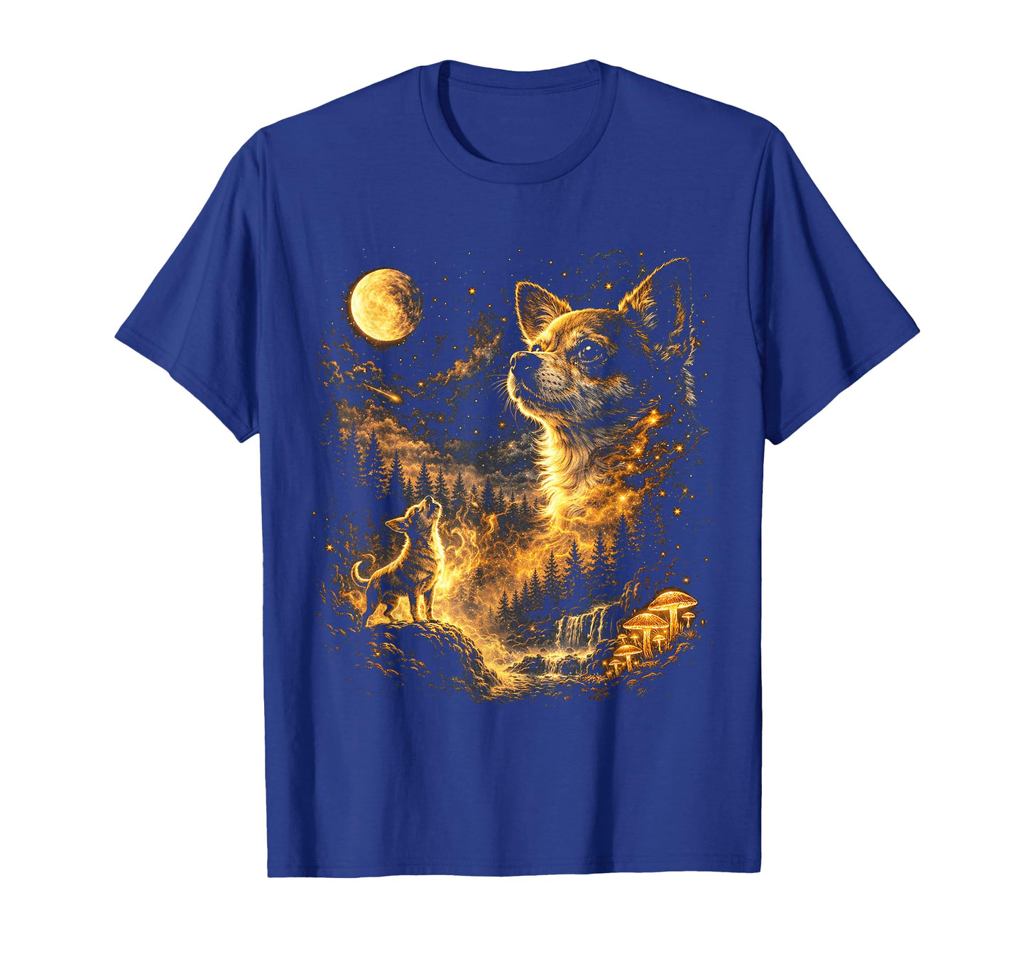 Funny Chihuahua Howling at The Moon Mystical Art T-Shirt