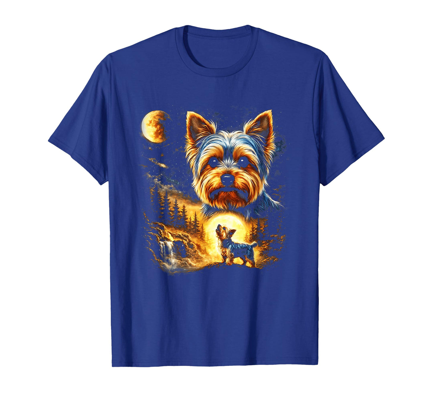 Yorkie Howling to The Moon Vintage 90s Funny Dog Graphic T-Shirt
