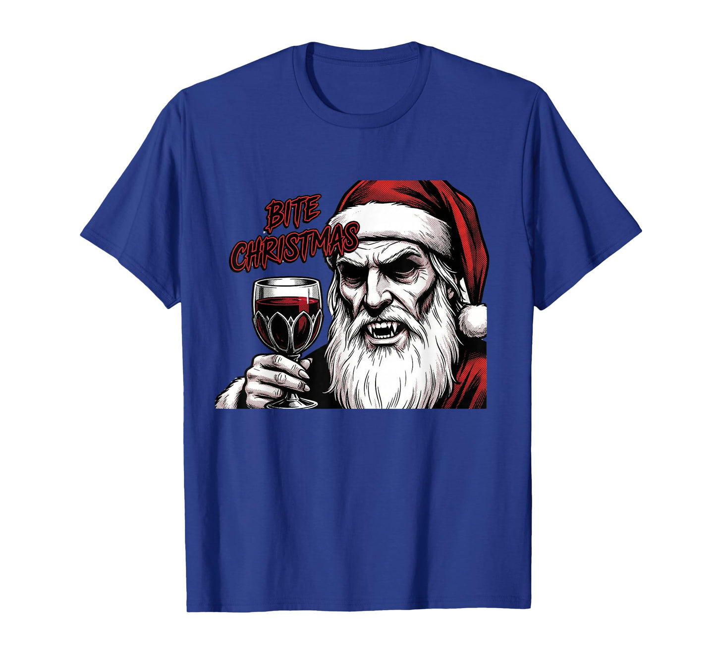 Bite Christmas Vampire Santa Claus Vintage Comic Book Style T-Shirt