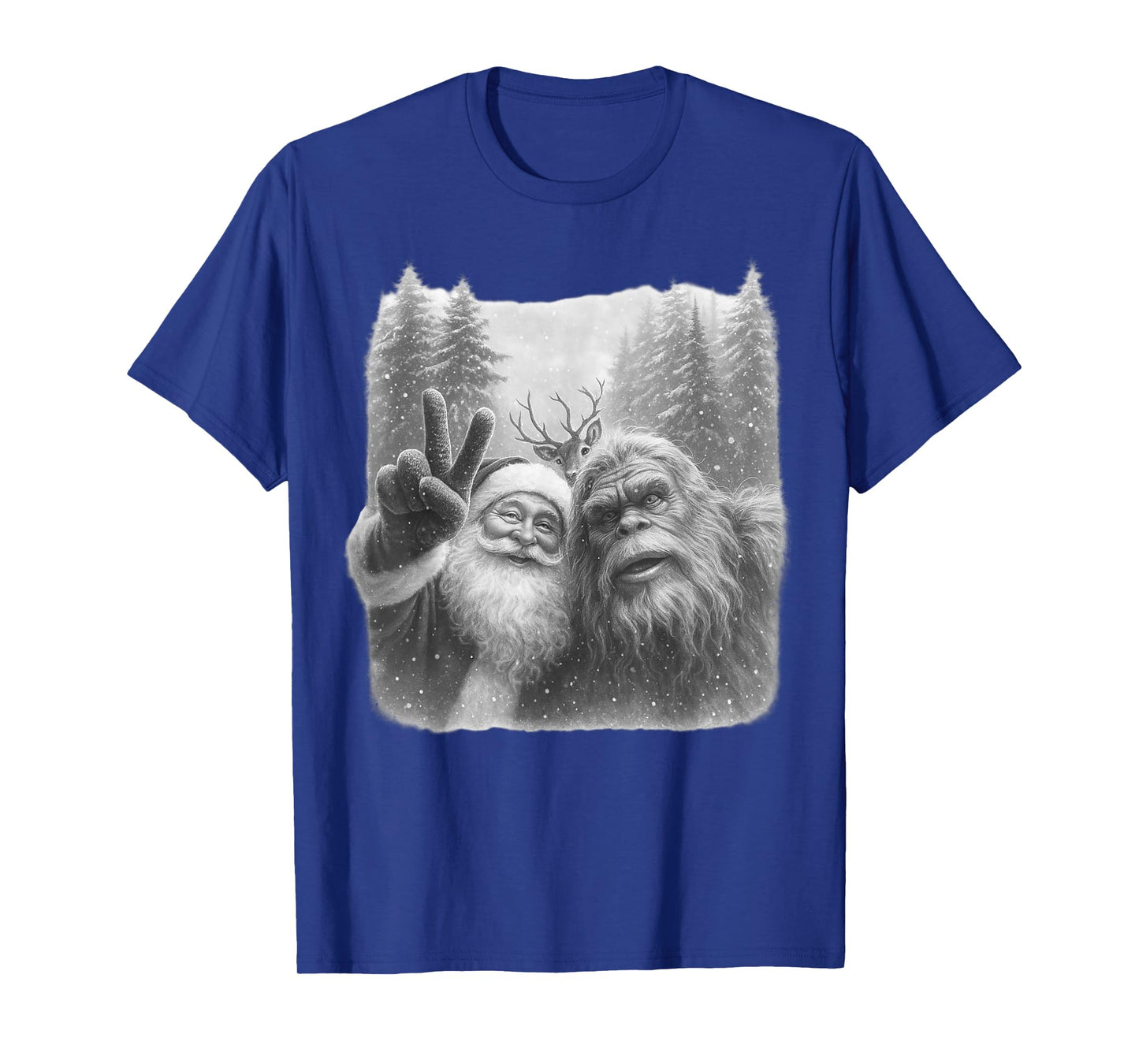 Funny Vintage Bigfoot Santa Claus Selfie Christmas Holiday T-Shirt