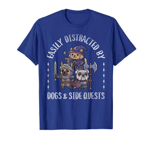 Funny Gamer Easily Distracted by Dogs Side Quests Adult Kids T-Shirt