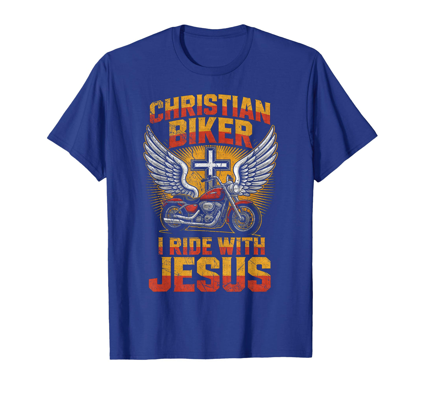 I Ride with Jesus, Christian Cross Biker Motorcycle Lover T-Shirt