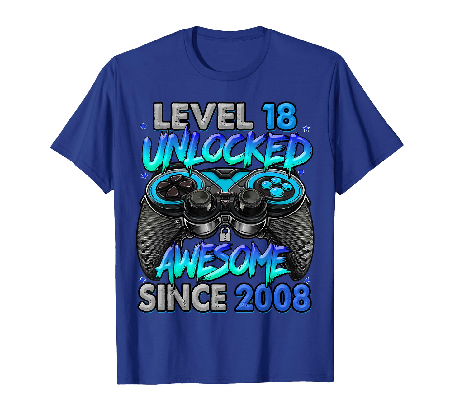 Level 18 Unlocked Awesome Since 2008 18th Birthday Gaming T-Shirt