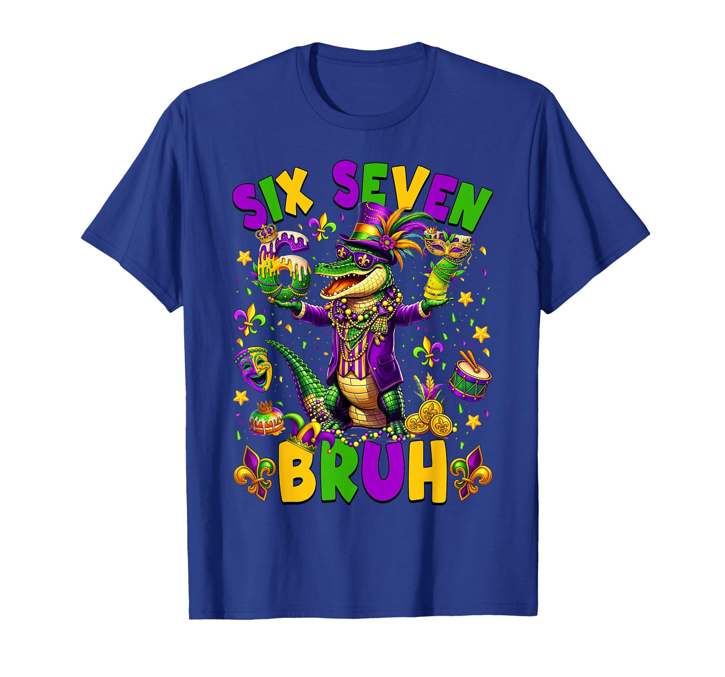 Mardi Gras Six Seven Bruh Mardigator Alligator 6 7 Meme Boy T-Shirt