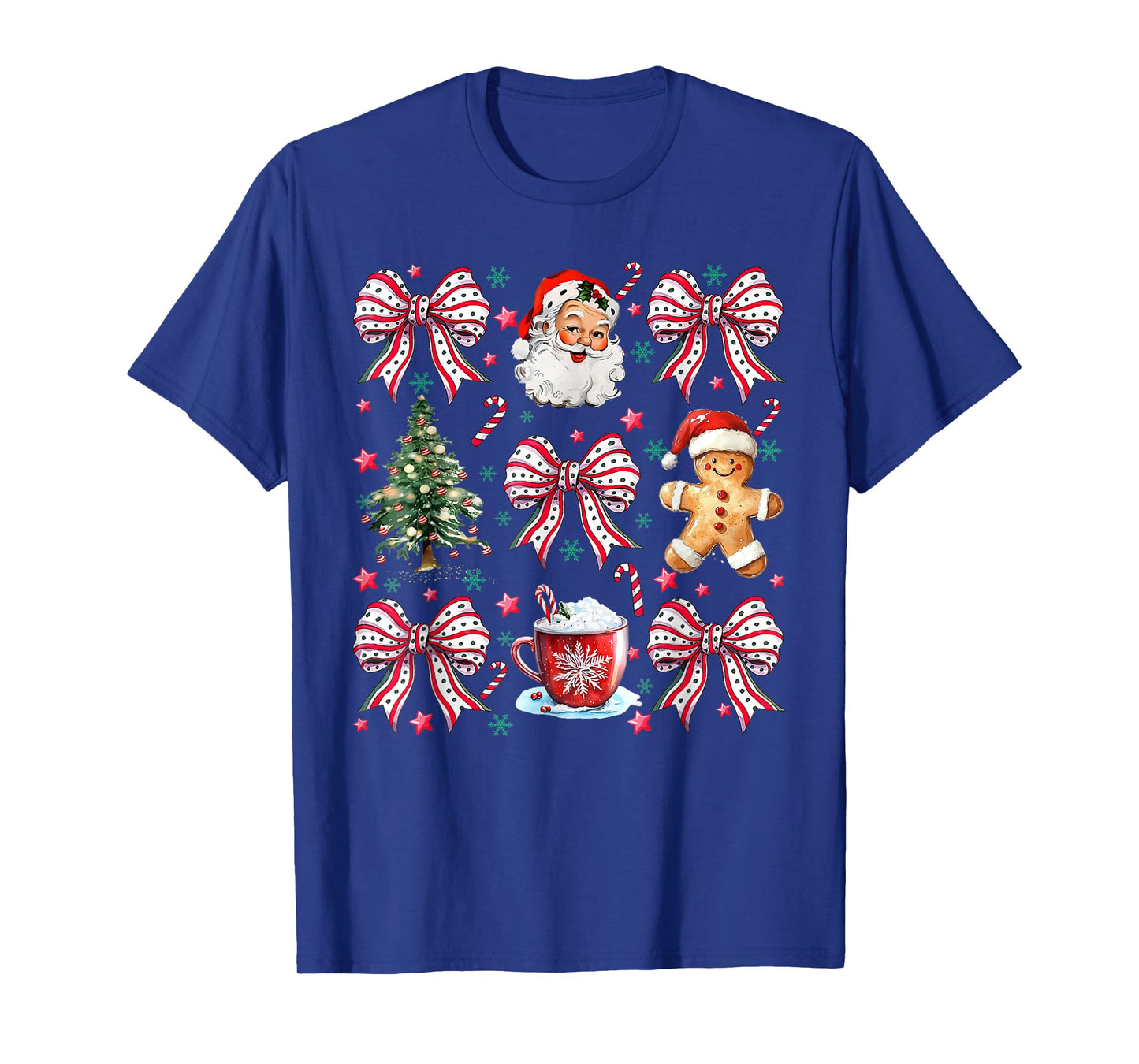 Coquette Christmas Candy Cane Women Girls Xmas T-Shirt
