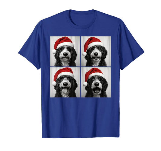 Funny Christmas Bernedoodle Santa Doodle Dog Photo Booth T-Shirt