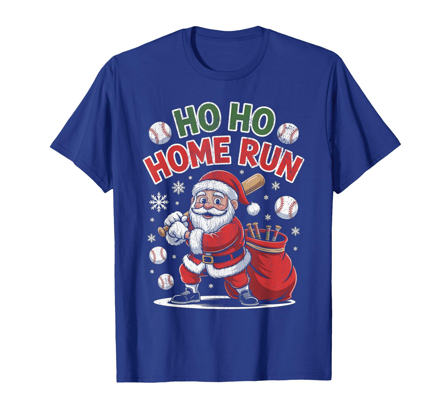 Ho Ho Home Run Funny Baseball Lover Christmas Santa Hat T-Shirt