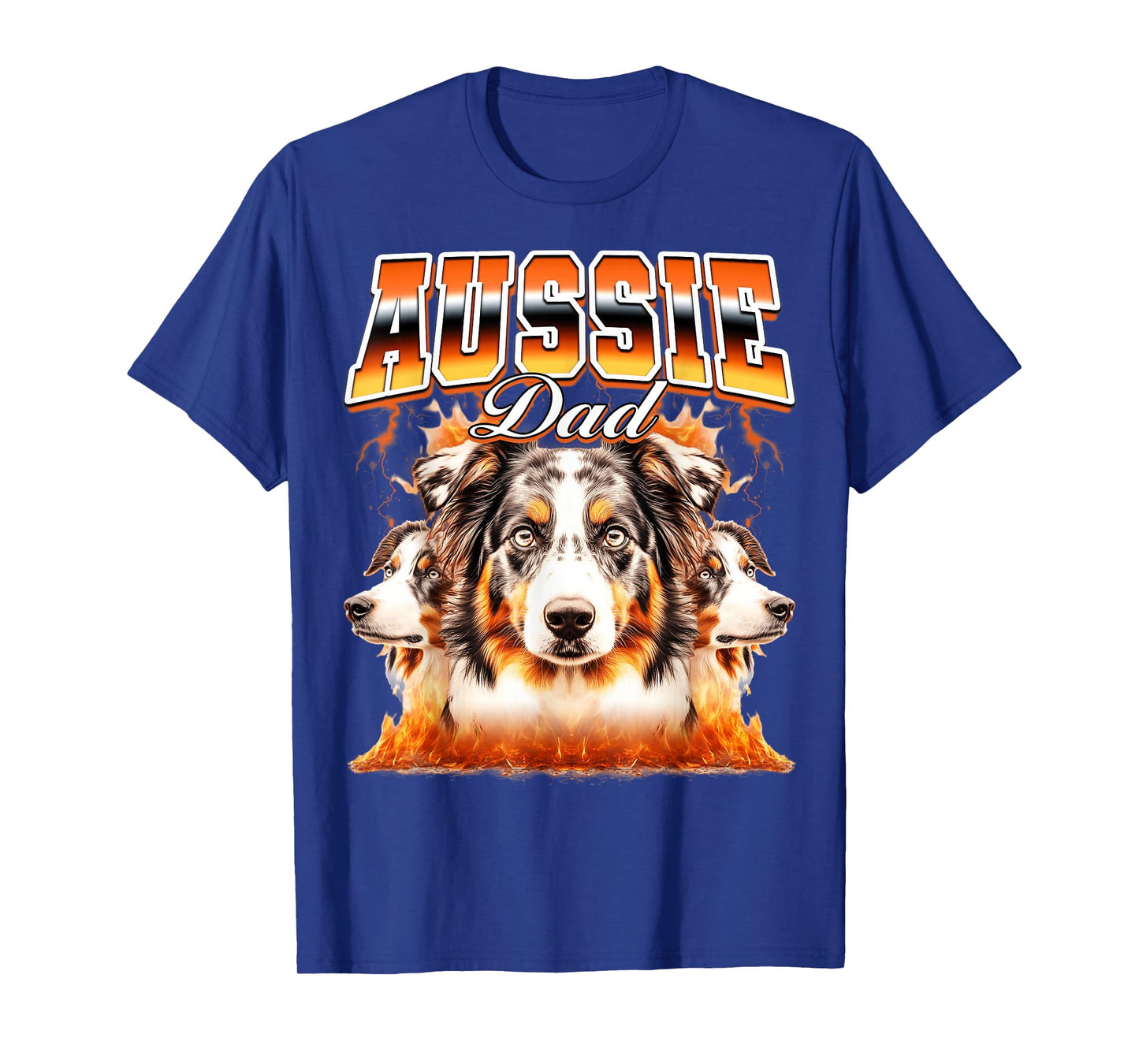 Aussie Dad Australian Shepherd Dog Father's Day 90s Bootleg T-Shirt