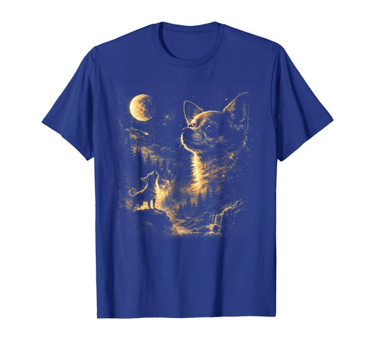 Chihuahua Howling to The Moon Vintage 90s Retro Animal T-Shirt