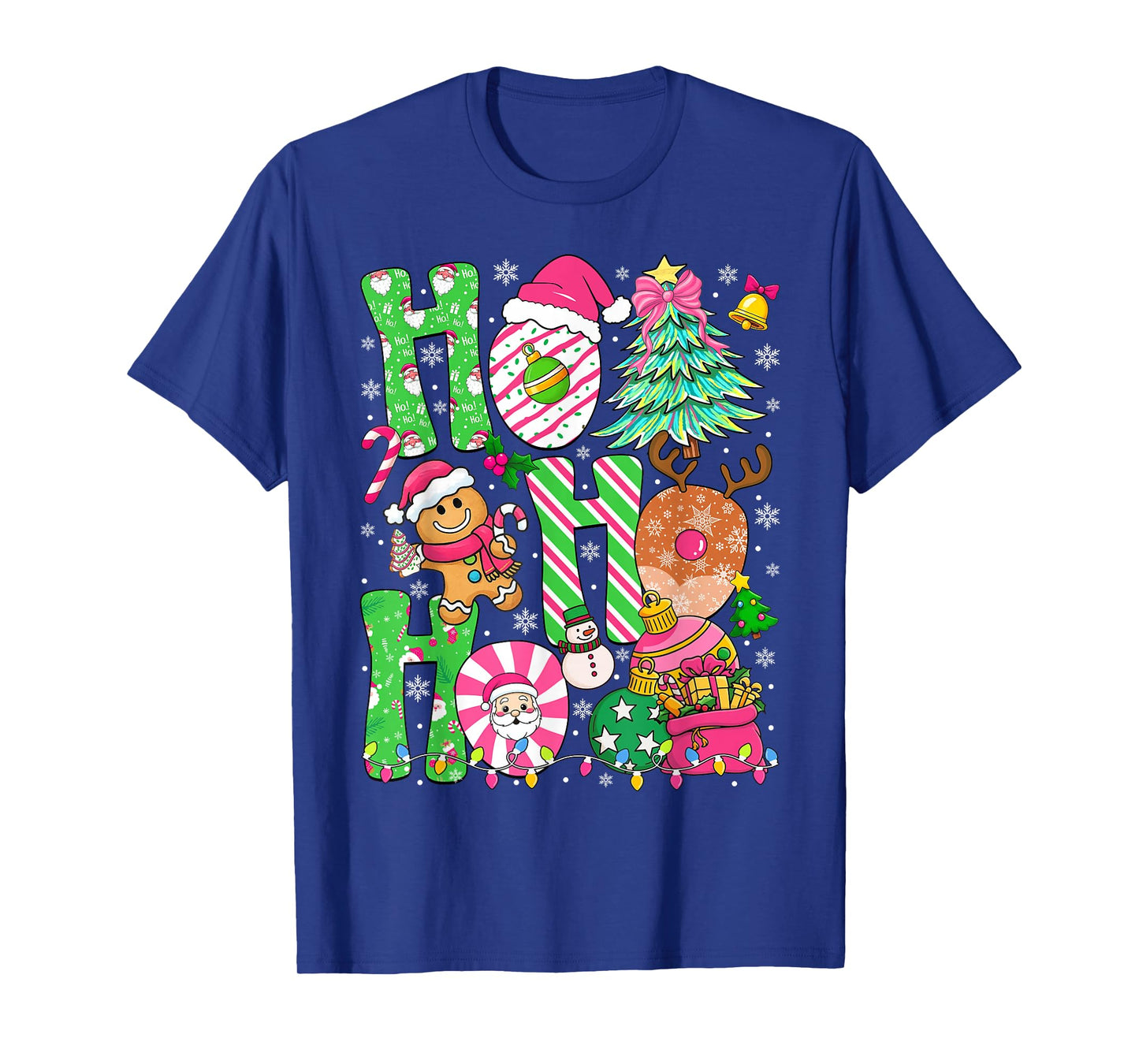 Ho Ho Ho Christmas Tree Cake Santa Gingerbread Man Women T-Shirt