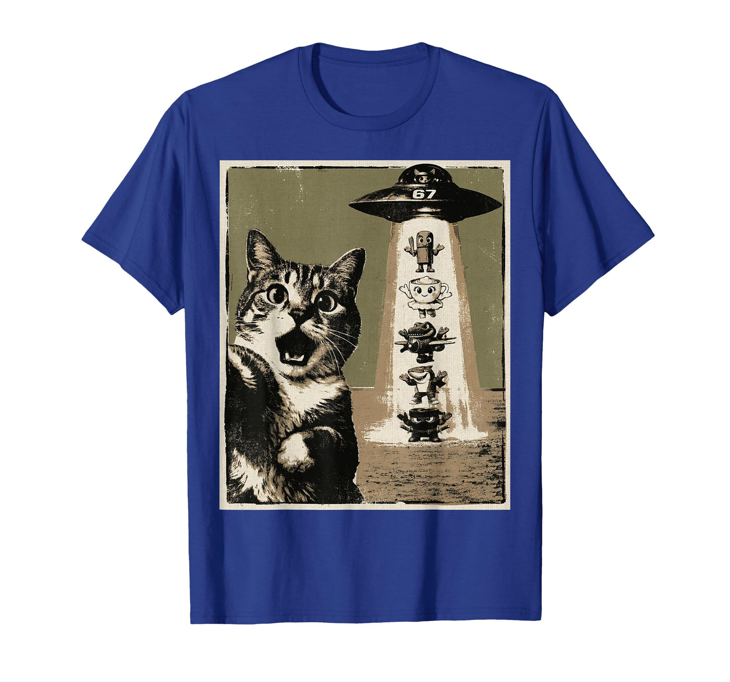67 Six Seven 6 7 Italian Brainrot Cat Meme Selfie Alien UFO T-Shirt