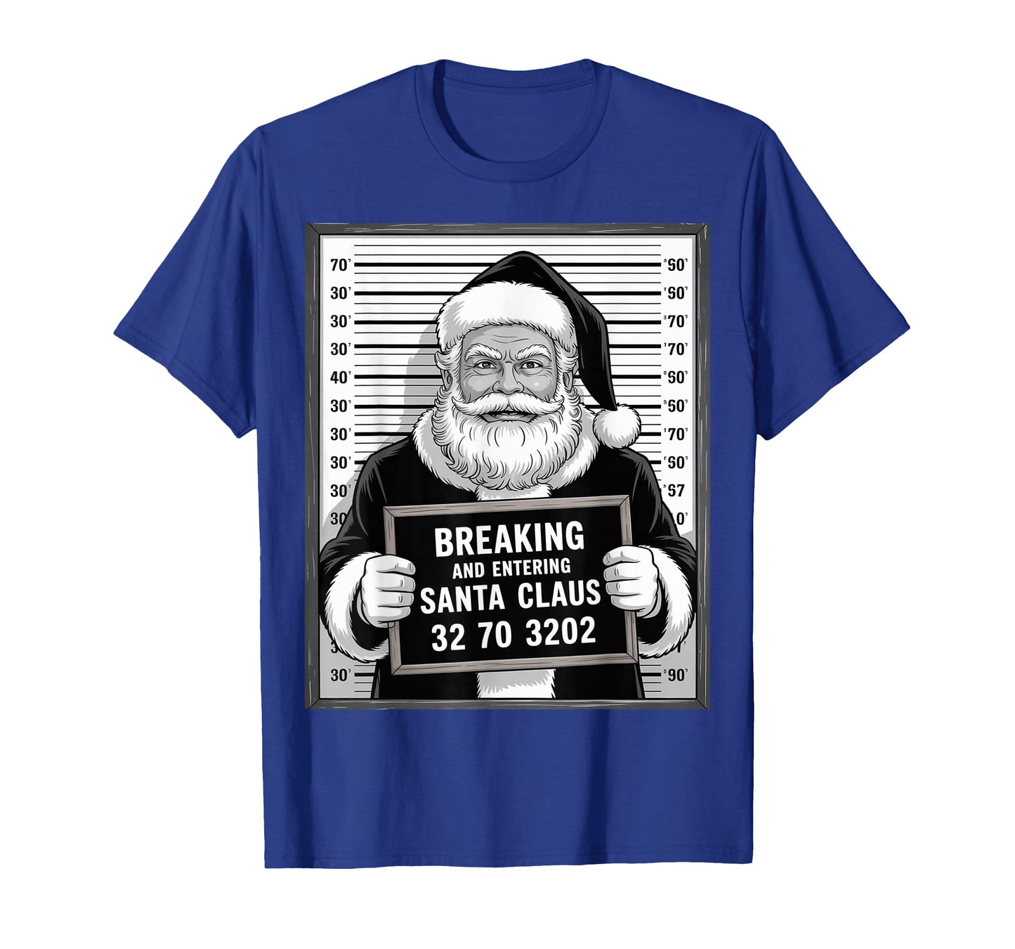 Santa Claus Mugshot Funny Breaking and Entering Xmas T-Shirt