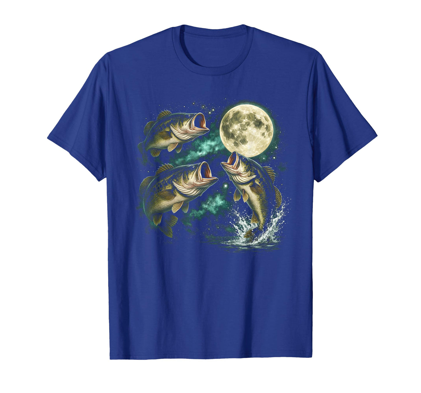 Bass Fish Howling to The Moon Vintage Angler Fisherman T-Shirt
