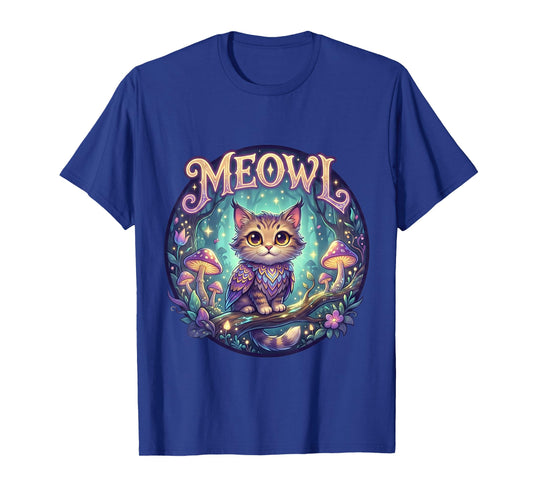 Meowl Cat Owl Meme Brainrot Kids Cursed Silly Gen Alpha Cute T-Shirt