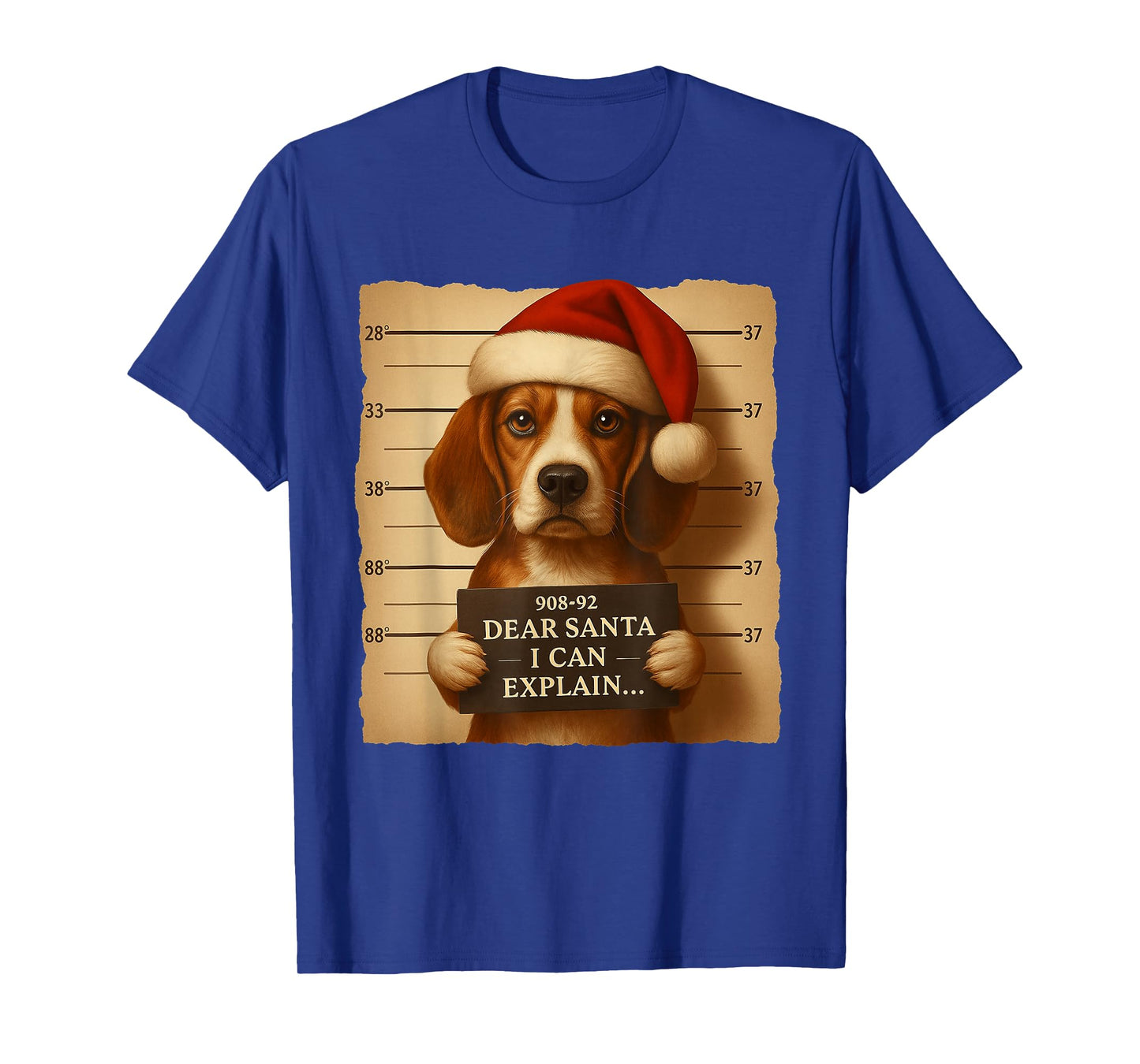 Funny Christmas Dog - Cute Beagle Santa Hat Tee T-Shirt