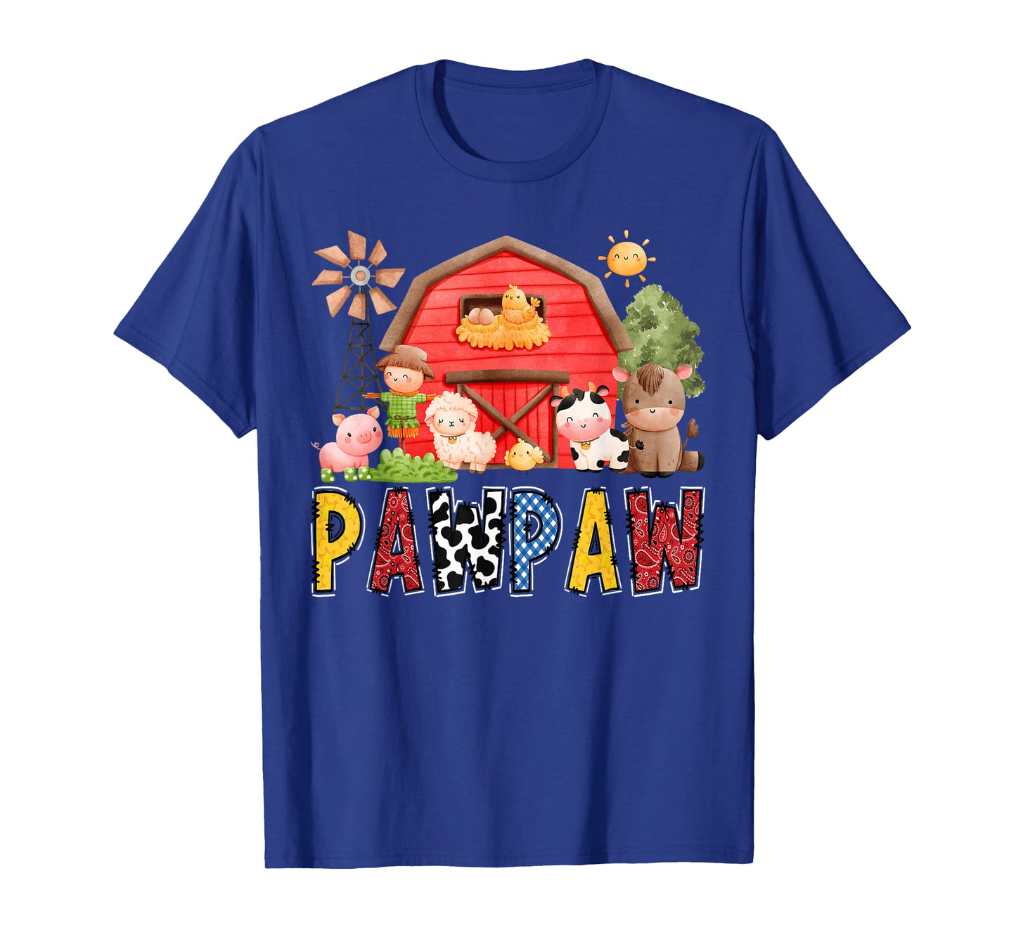 Pawpaw Red Farm Cow Birthday Boy Matching Family Party T-Shirt