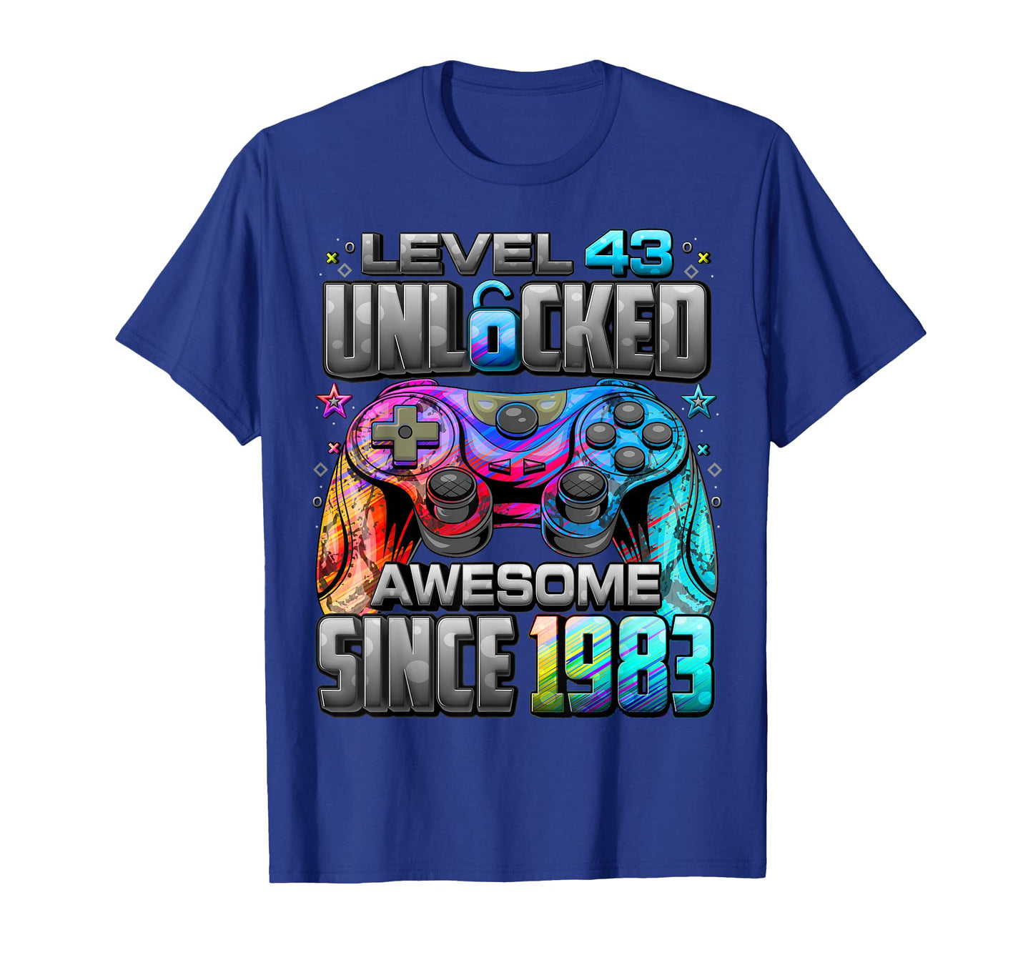 Level 43 Unlocked Awesome Since 1983 43rd Birthday Gaming T-Shirt