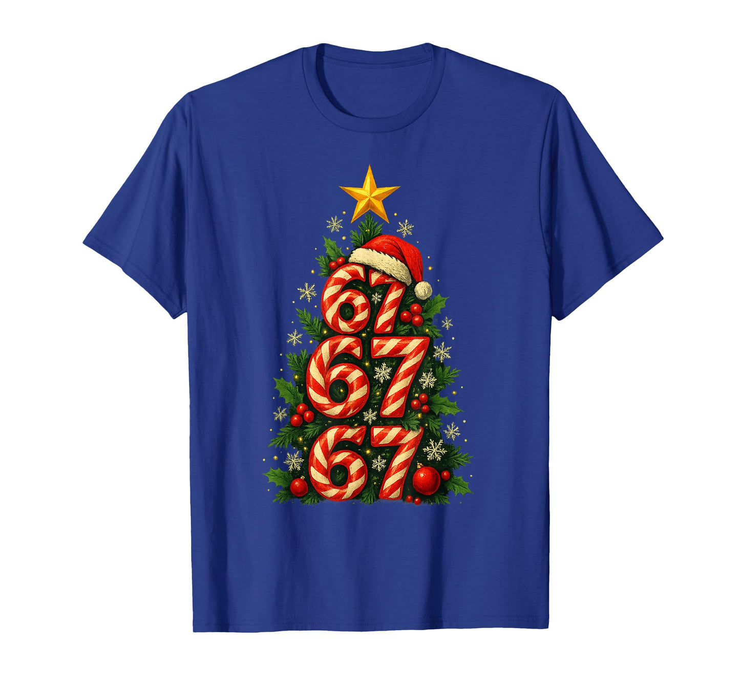 67 Christmas Tree Candy Cane Holiday Six Seven Meme Brainrot T-Shirt