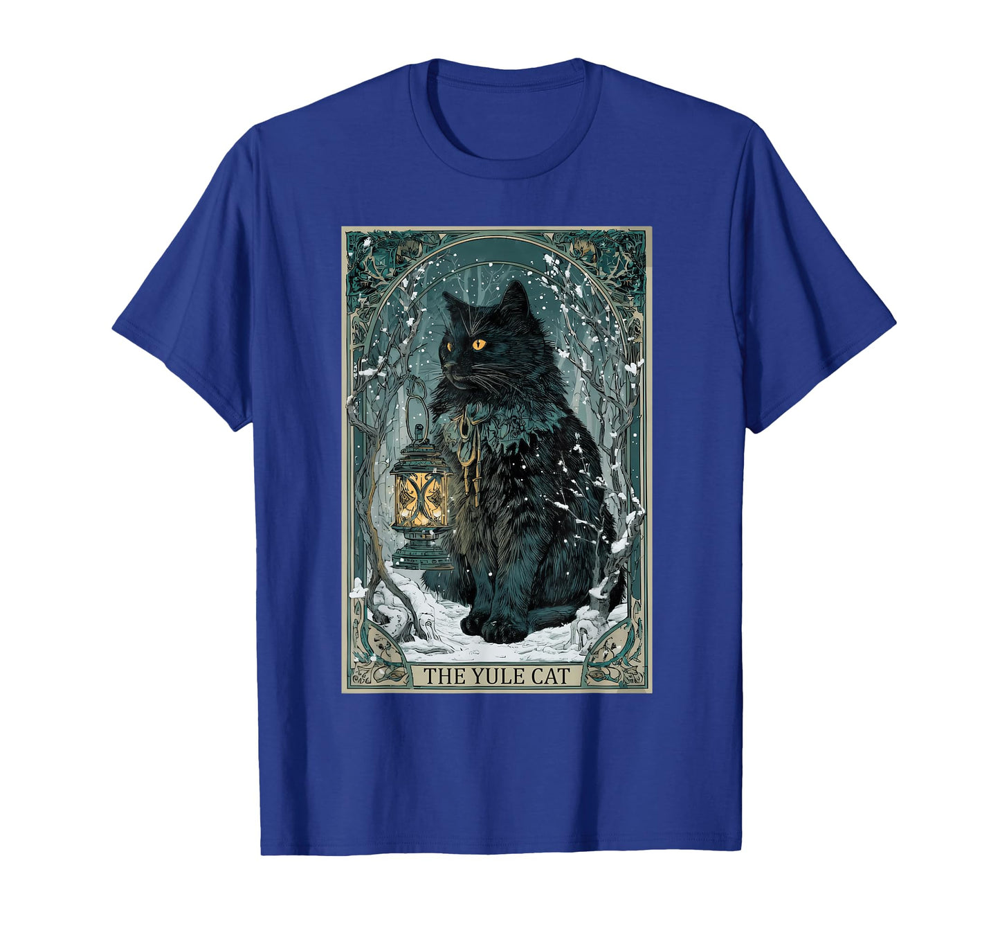 Vintage Creepmas The Yule Cat Tarot Card Dark Christmas T-Shirt