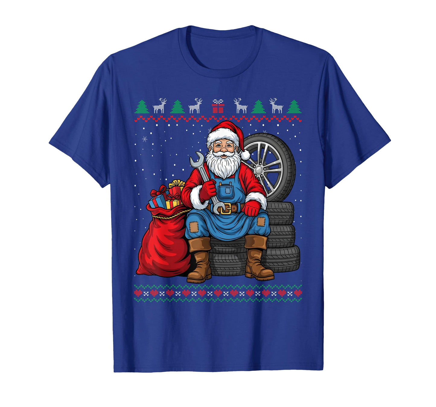 Mechanic Santa Claus Christmas Funny Ugly Sweater T-Shirt