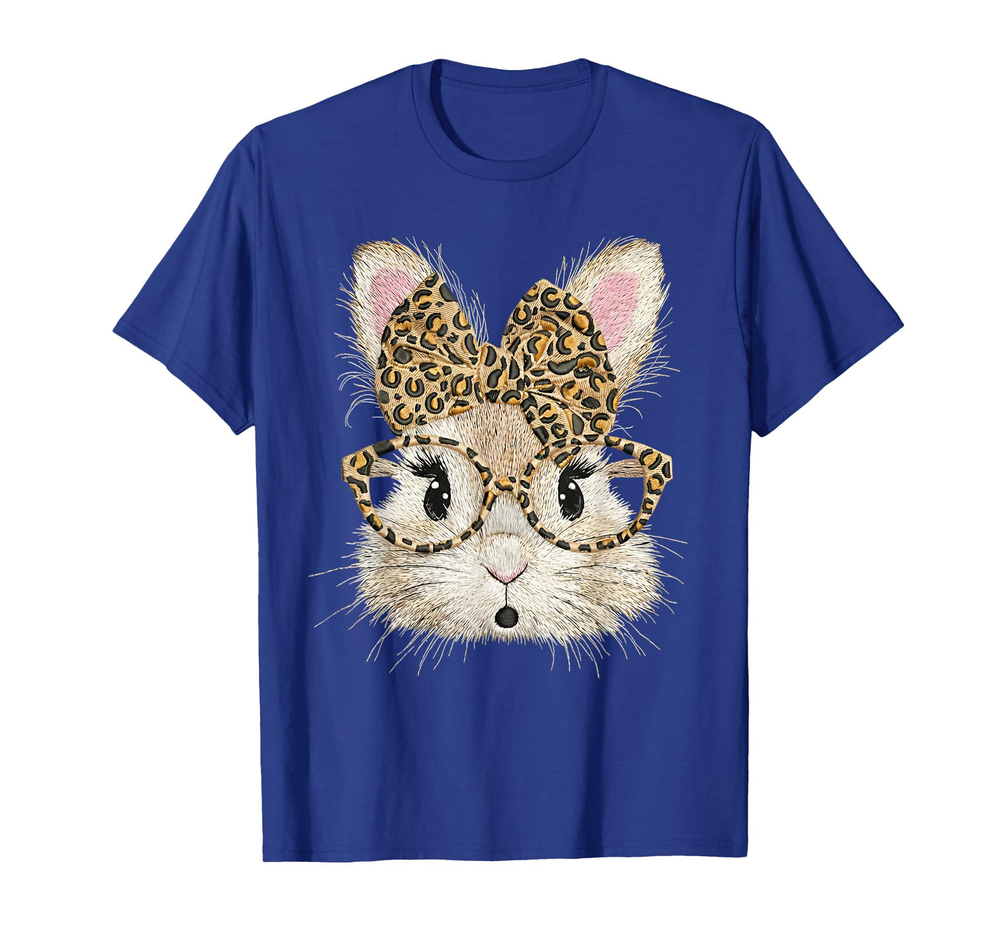 Funny Bunny Face Glasses Coquette Bow Leopard Rabbit Easter T-Shirt