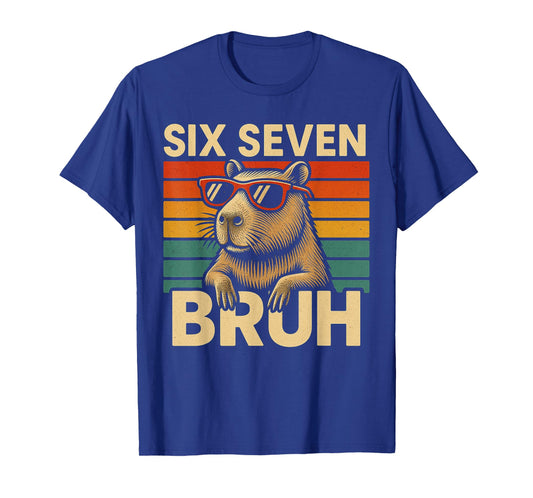 Six Seven Bruh Capybara Retro Vintage Funny 67 Meme Kids T-Shirt