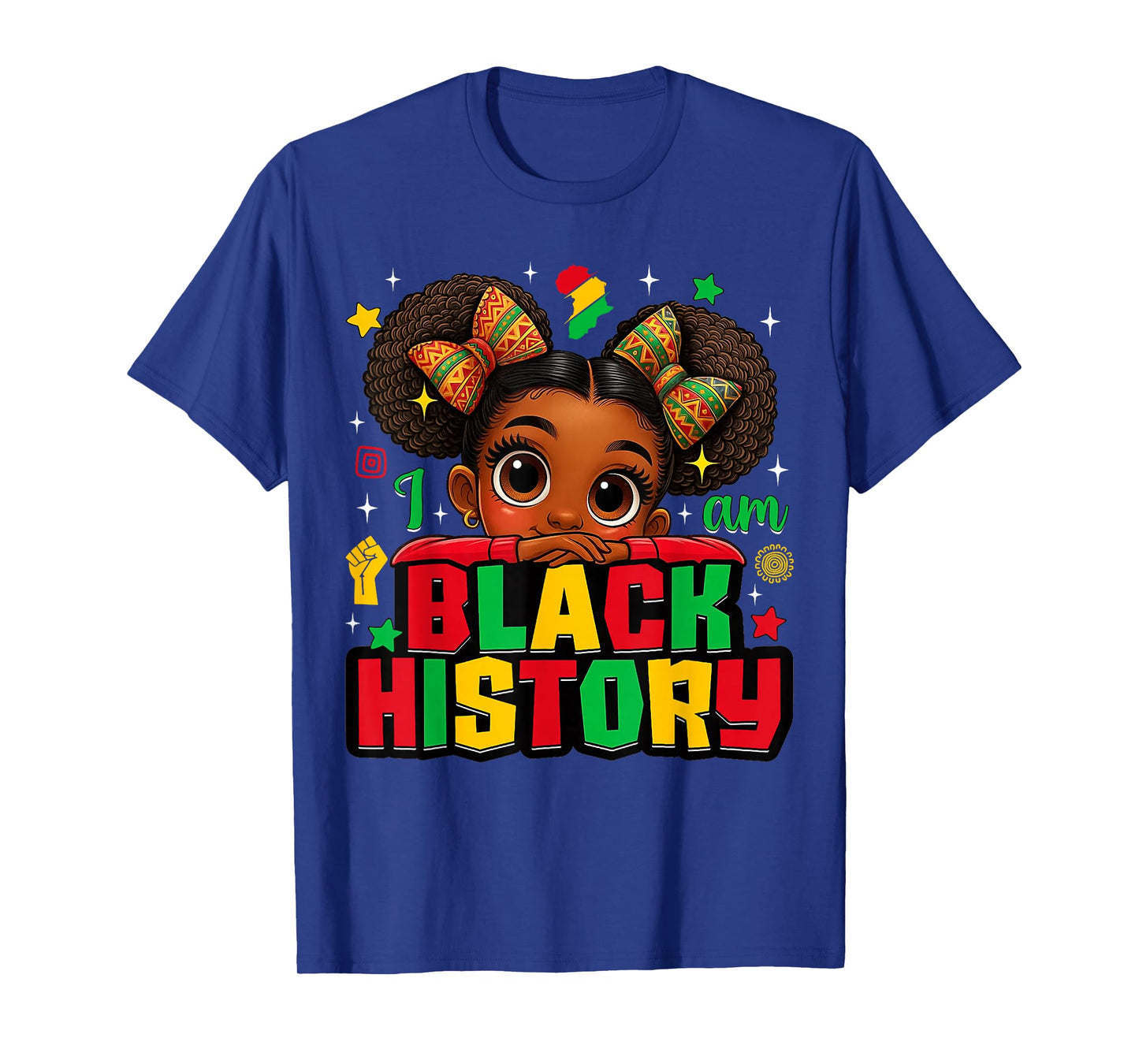 I Am Black History Afro Girl Little Melanin Princess Kids T-Shirt