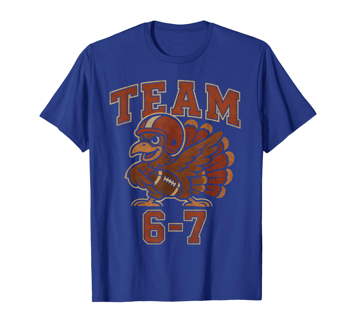 Team 67 Thanksgiving Turkey Football Boys Kids Six Seven 6 7 T-Shirt