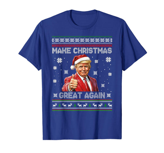 Make Christmas Great Again Funny Santa Trump 2025 Men Xmas T-Shirt
