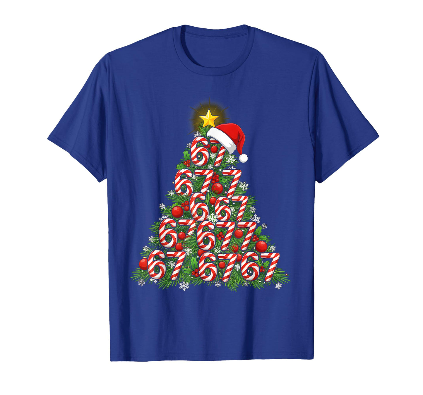 67 Christmas Tree Candy Cane Holiday Six Seven Meme Xmas T-Shirt